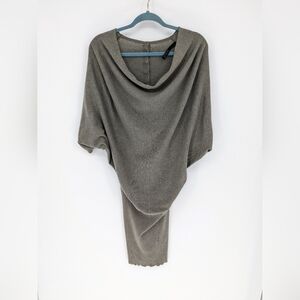 AllSaints Elgar Taupe Cowl Neck Sweater Mini Dress Size 2 Drapey Soft Knit FLAW